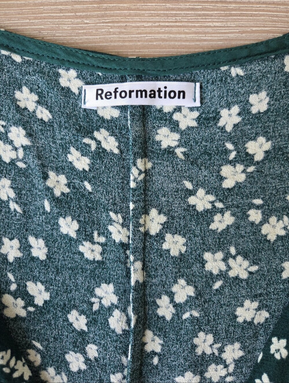 Reformation Nell Green Floral Long Sleeve Button Front Top Womens Size XS - Picture 6 of 8